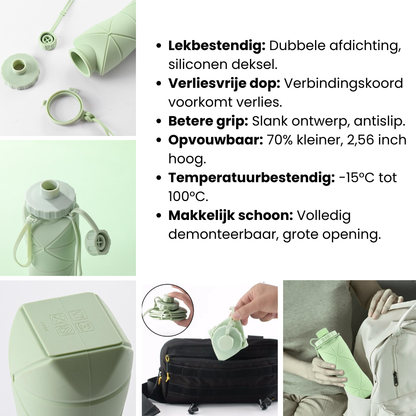 Opvouwbare drinkfles die geen ruimte inneemt