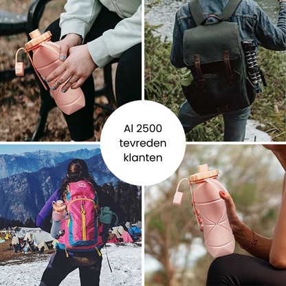 Opvouwbare drinkfles die geen ruimte inneemt